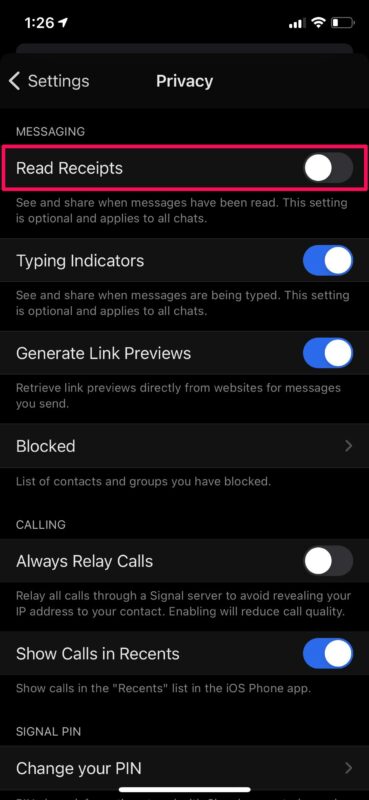 Come disabilitare le conferme di lettura in Signal