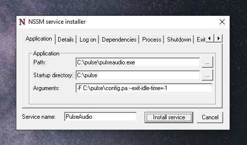 Scheda Applicazione NSSM