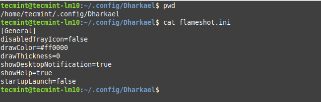 File di configurazione Flameshot