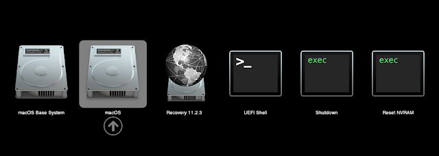 MacOS QEMU Docker menu di avvio di macOS