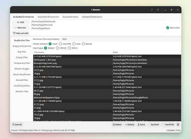 Czkawka duplicate finder linux gui