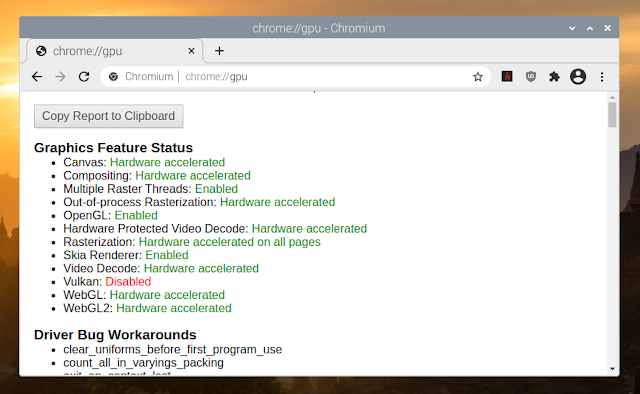 Accelerazione hardware Raspberry Pi Chromium