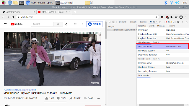 Raspberry Pi MojoVideoDecoder Decodifica video con accelerazione hardware Chromium