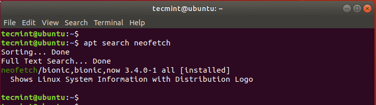 Cerca pacchetto in Ubuntu