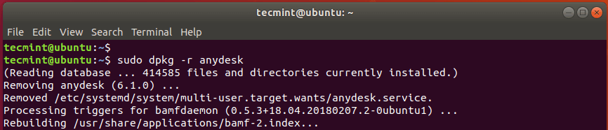 Rimuovi pacchetto in Ubuntu