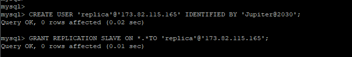 Crea utente di replica MySQL