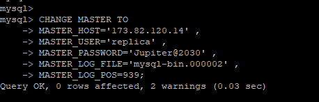 Configura MySQL Slave per replicare i dati dal master