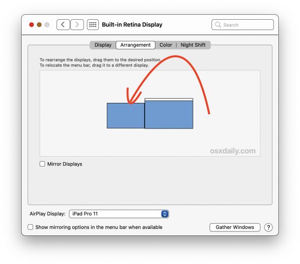 Cambia la posizione dell'iPad Sidecar su Mac
