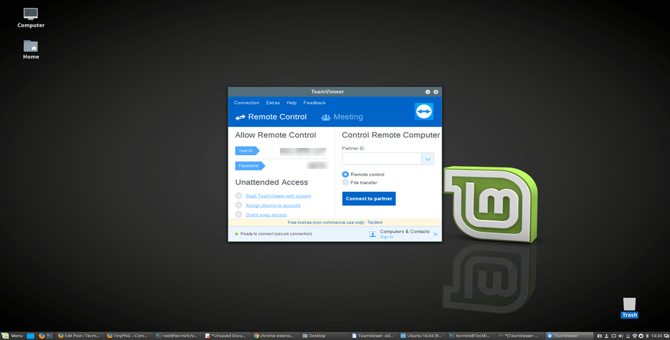 TeamViewer in esecuzione su Linux Mint 20