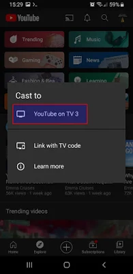 YouTube Android si connette alla TV
