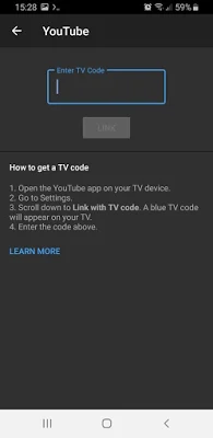 YouTube Android inserisci il codice