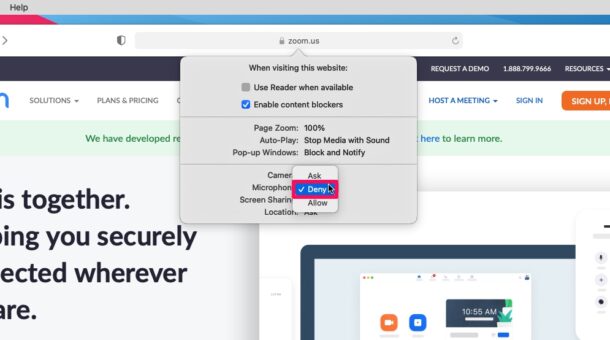 Come bloccare l'accesso al microfono e alla fotocamera sui siti Web per Mac in Safari