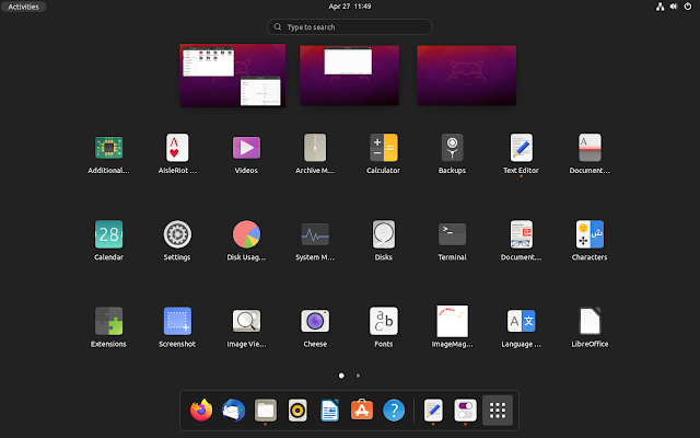 GNOME 40 Ubuntu 21.04 Ippopotamo irsuto