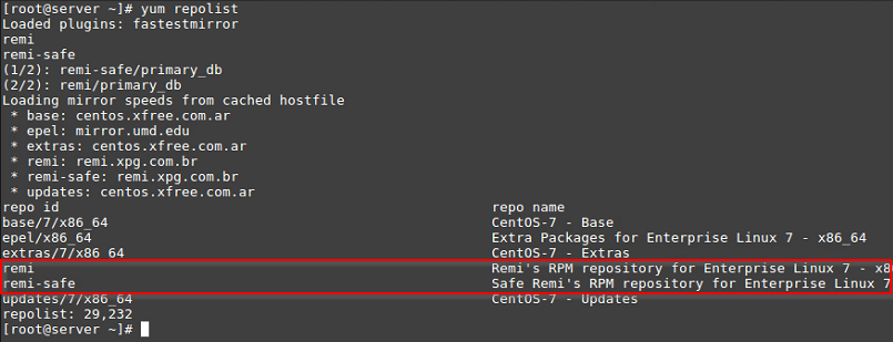 Elenca i repository Yum