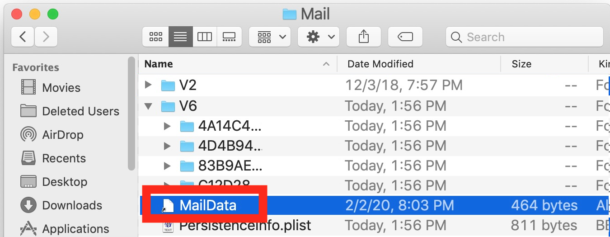 Spostare l'alias dei dati di posta all'esterno della cartella di posta