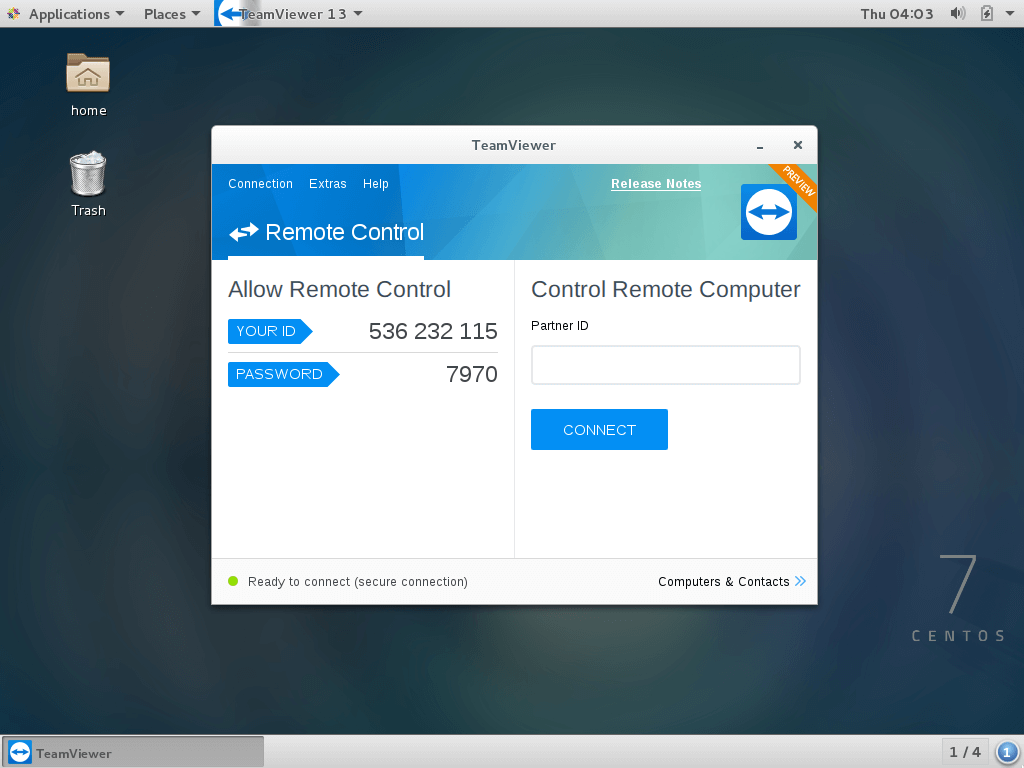 TeamViewer 15 in esecuzione su CentOS 7