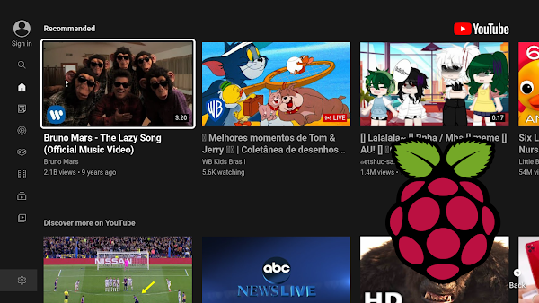 YouTube in TV https://youtube.com/tv Raspberry Pi