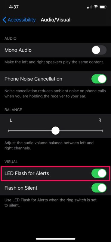 Come abilitare le notifiche flash LED su iPhone