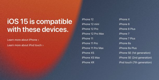 Elenco iPhone supportato da iOS 15