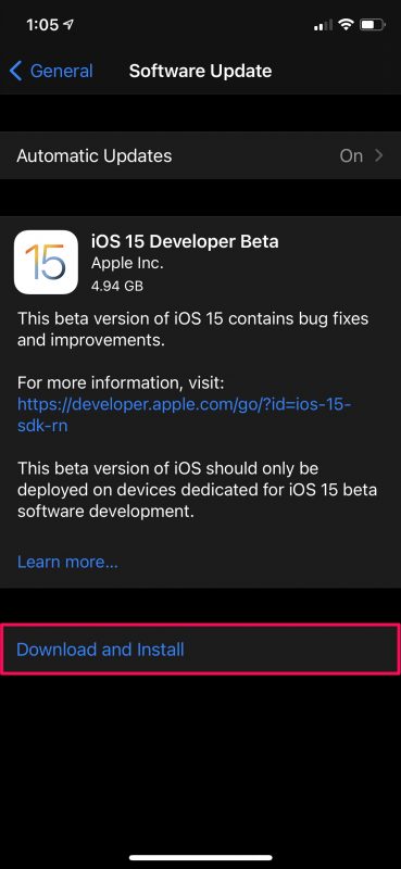 Come installare iOS 15 Developer Beta su iPhone