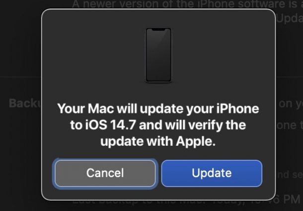 Downgrade di iOS 15 a iOS 14.7 su Mac