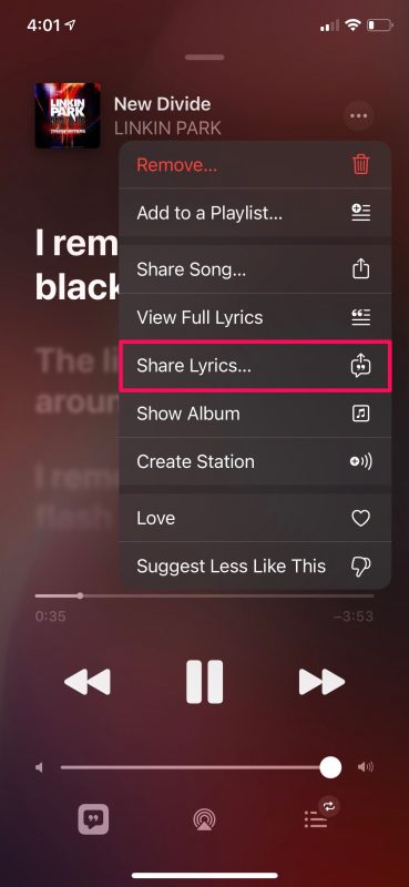 Come condividere i testi delle canzoni in Apple Music