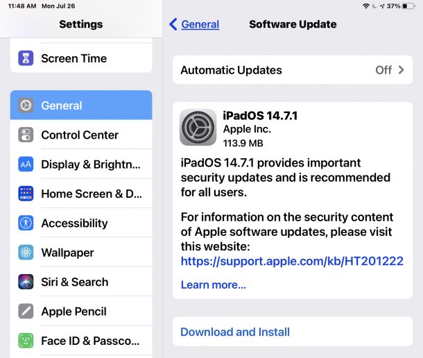 iOS 14.7.1 e iPadOS 14.7.1