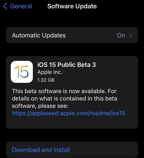 iOS 15 beta pubblica 3