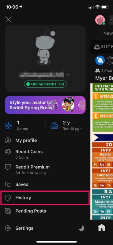Come vedere la cronologia di navigazione di Reddit su iPhone