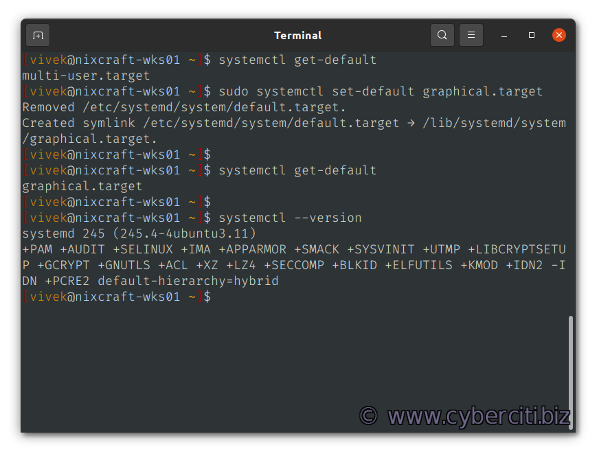 Modifica della destinazione di avvio di Systemd in Linux nella GUI