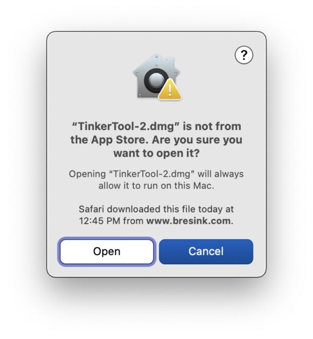 App non da App Store sei sicuro di volerla aprire?