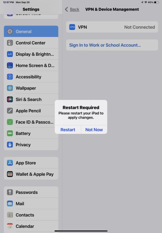 Rimozione del profilo beta di iOS 15 / ipadOS 15