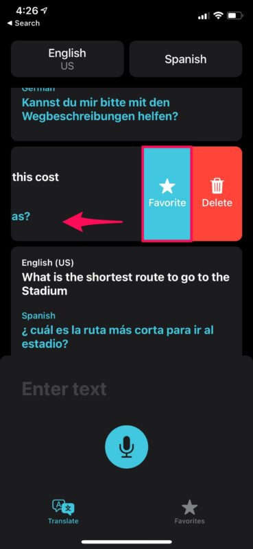 Come aggiungere traduzioni ai preferiti su iPhone e iPad