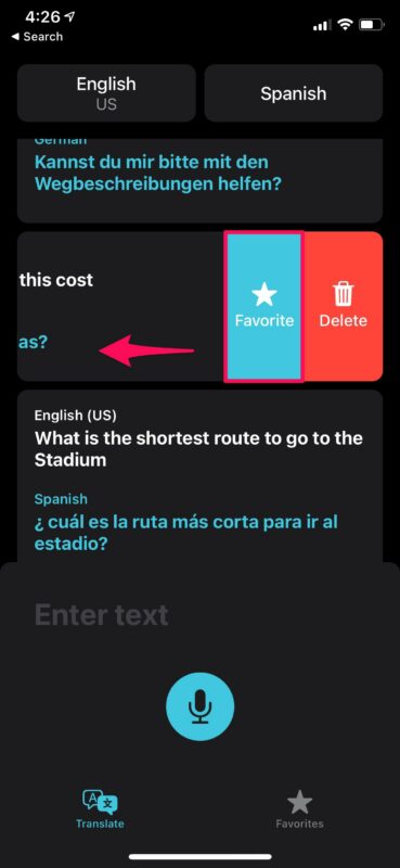 Come aggiungere traduzioni ai preferiti su iPhone e iPad