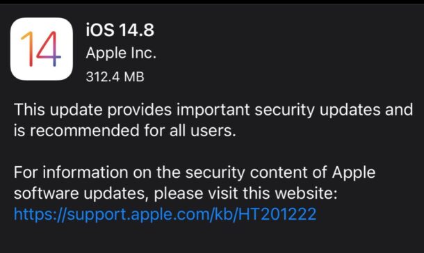 Aggiornamento iOS 14.8