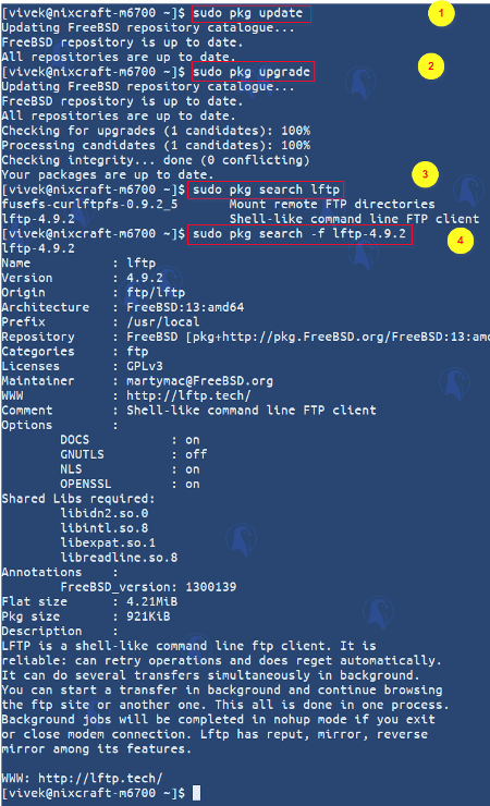 Come cercare il pacchetto lftp sul sistema Unix FreeBSD