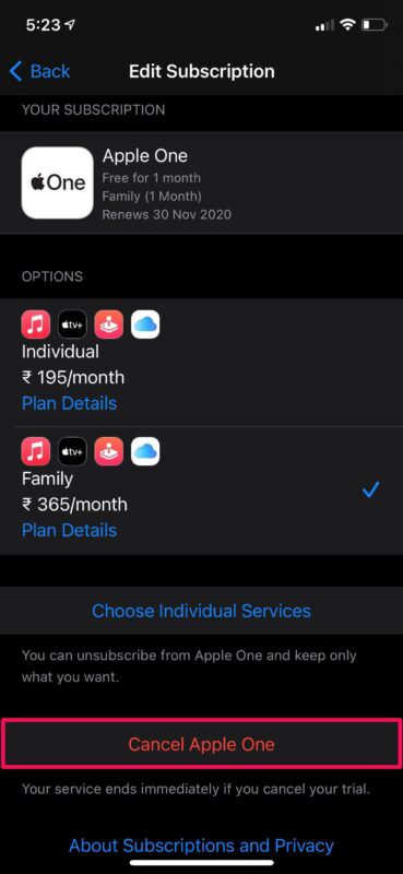 Come terminare l'abbonamento di prova gratuito di Apple One