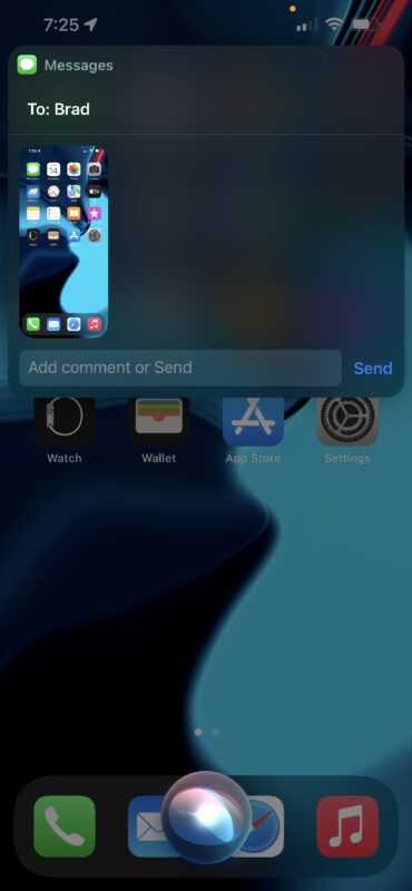 Come condividere uno screenshot con Siri