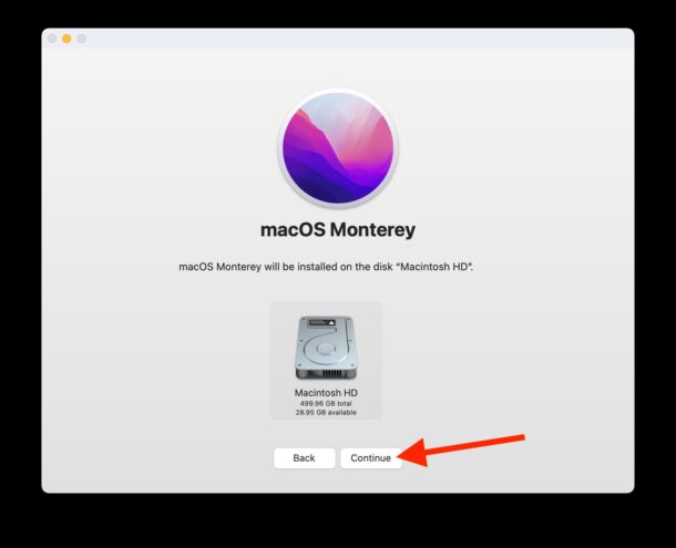 Seleziona il disco rigido di destinazione per macOS Monterey