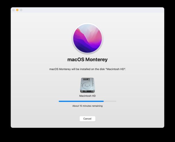 L'installazione di macOS Monterey richiede un po' di tempo