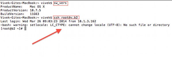 Fig 01: avviso setlocale lc_ctype non può cambiare locale (utf-8)