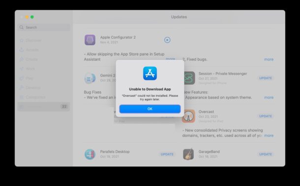 Impossibile scaricare l'app dal Mac App Store errore