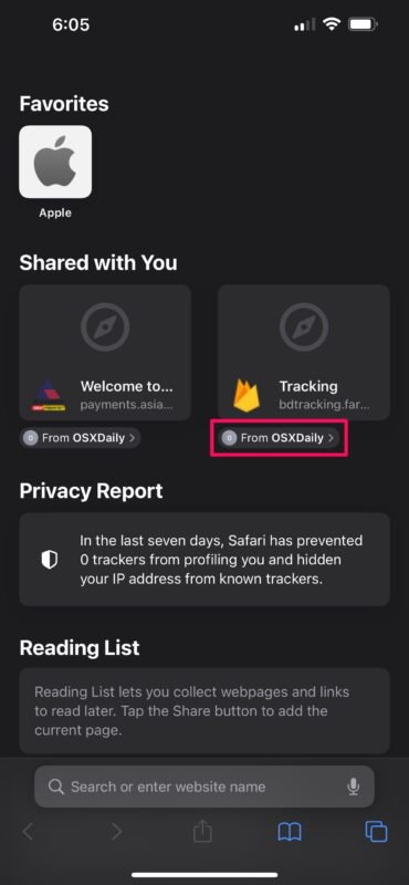 Come vedere tutti i collegamenti condivisi con te tramite i messaggi da Safari