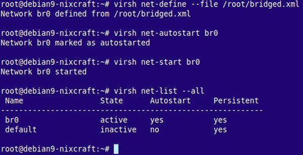 Come utilizzare un bridge host esistente br0 su Debian Linux 9 per KVM