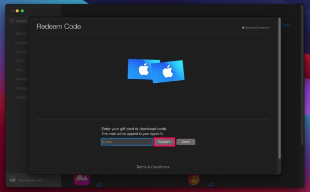Come riscattare la carta regalo Apple su Mac
