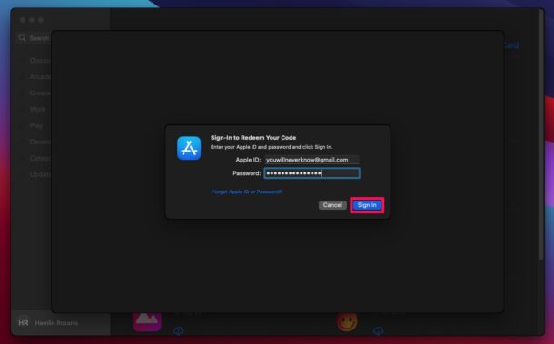 Come riscattare la carta regalo Apple su Mac
