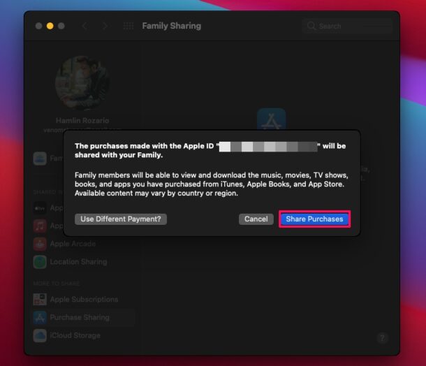 Come condividere gli acquisti con la famiglia su Mac