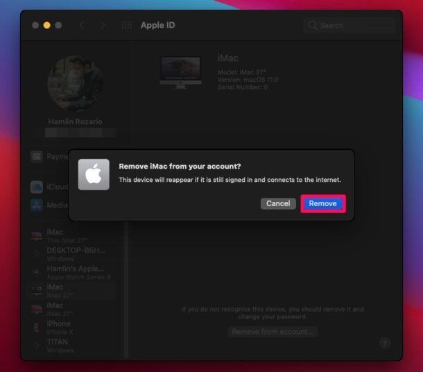 Come rimuovere i vecchi dispositivi dall'ID Apple su Mac
