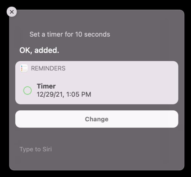 Imposta un timer su Mac con Siri
