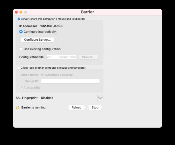 Configurazione Server Mac Barriera
